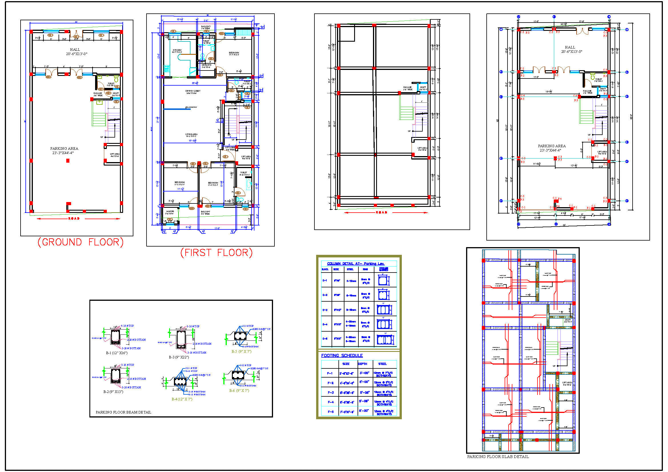 Architectural House Plan and Structure Drawing (30'x60') DWG